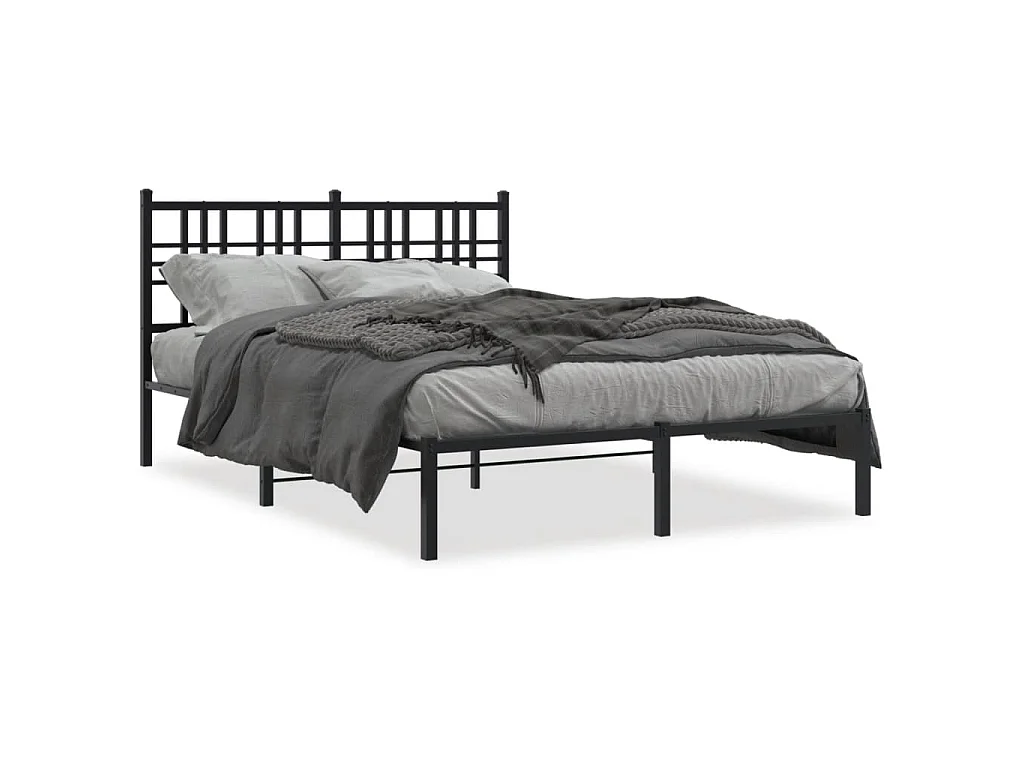 Bettgestell mit Kopfteil Metall Schwarz 140x190 cm