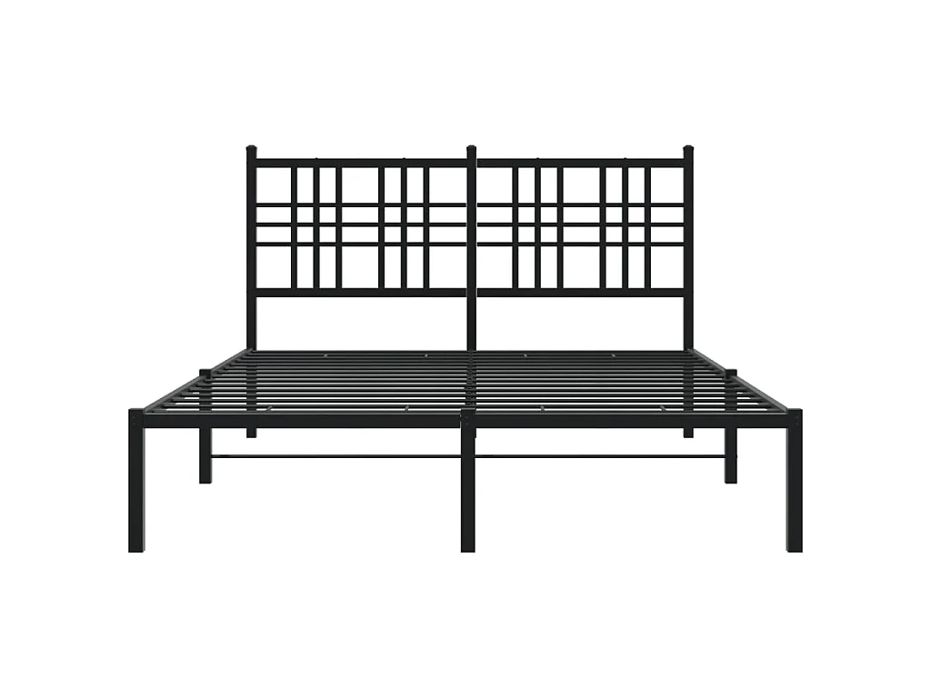 Bettgestell mit Kopfteil Metall Schwarz 140x190 cm