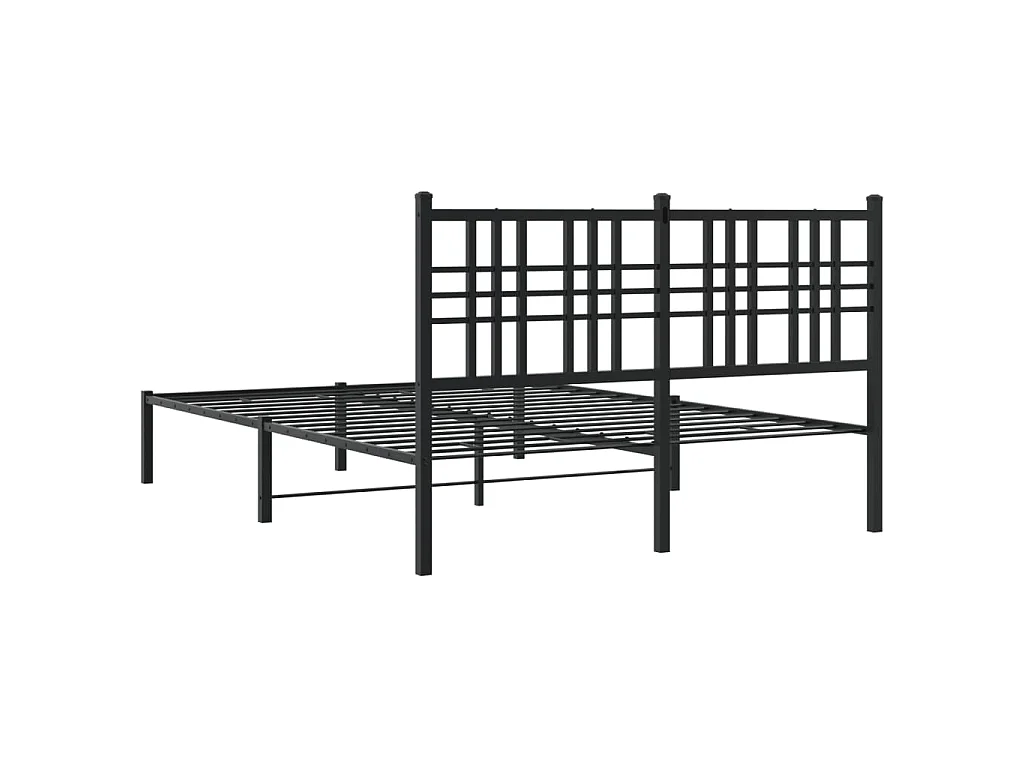Bettgestell mit Kopfteil Metall Schwarz 140x190 cm