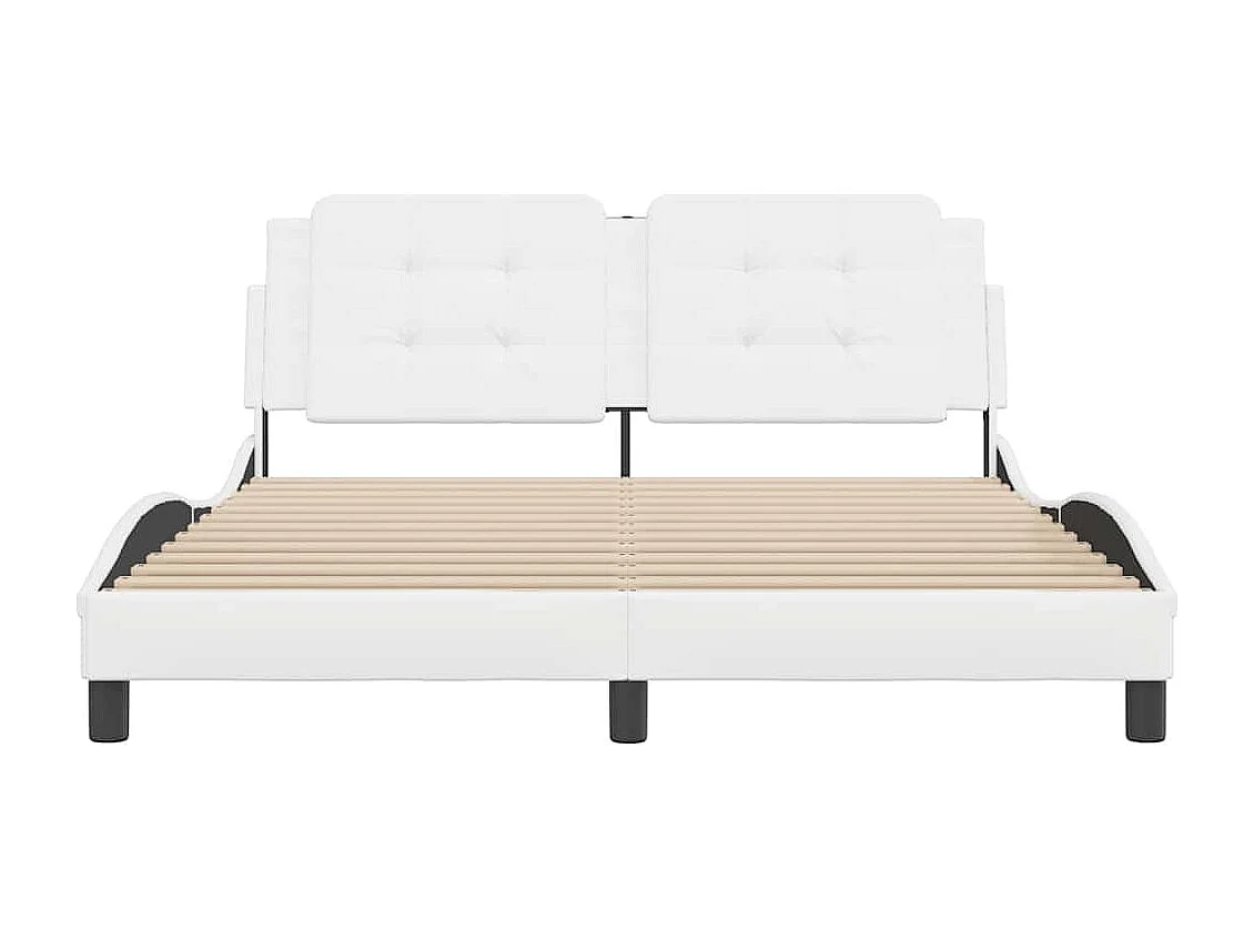 Cadre de lit sans matelas Zadar blanc 160x200 cm similicuir