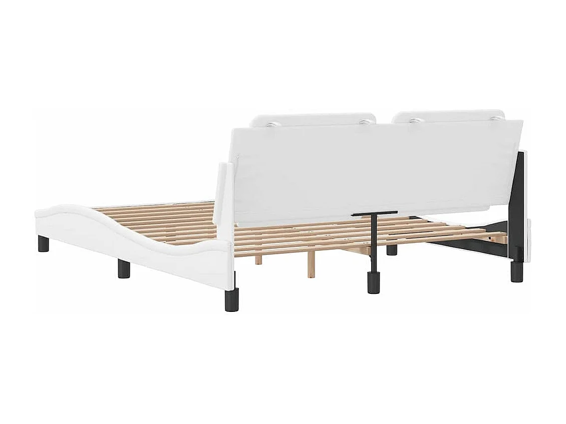 Cadre de lit sans matelas Zadar blanc 160x200 cm similicuir