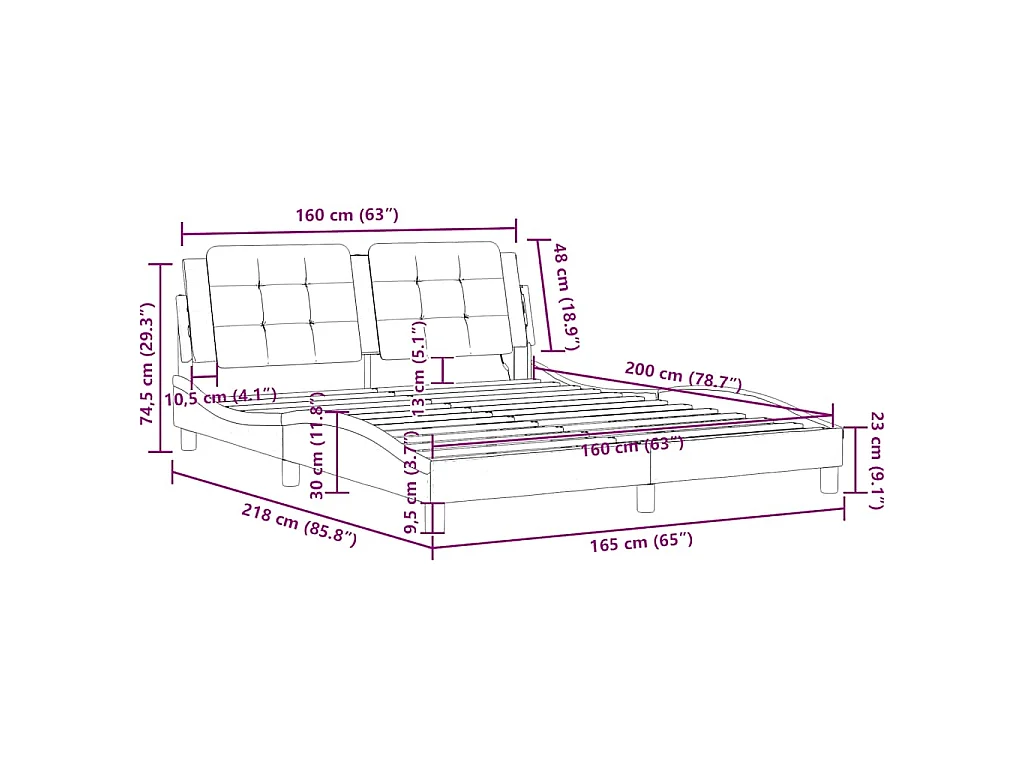 Bedframe zonder matras "Zadar" kunstleer wit 160x200 cm