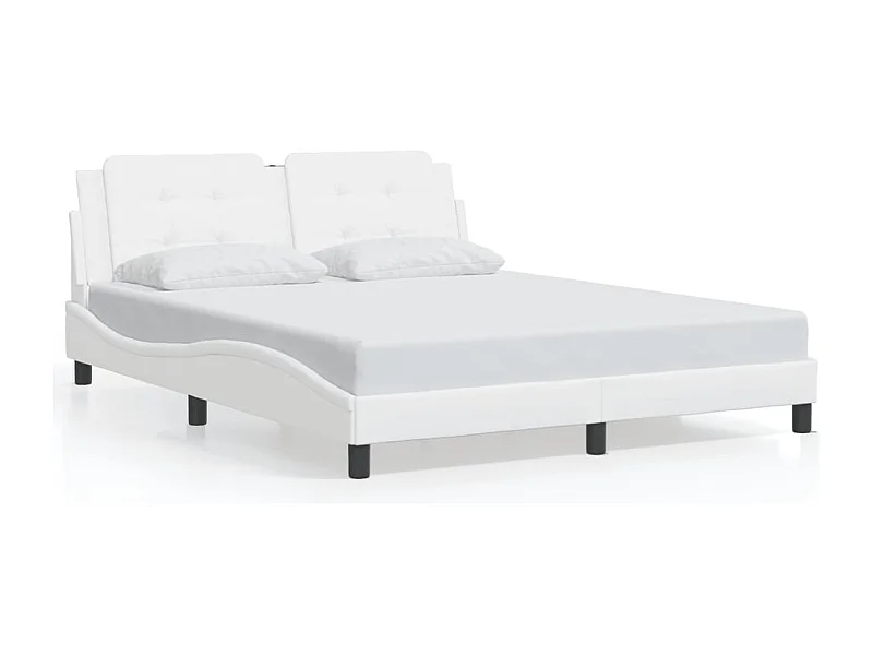 Estrutura de cama sem colchão Zadar 160x200 cm couro artificial branco