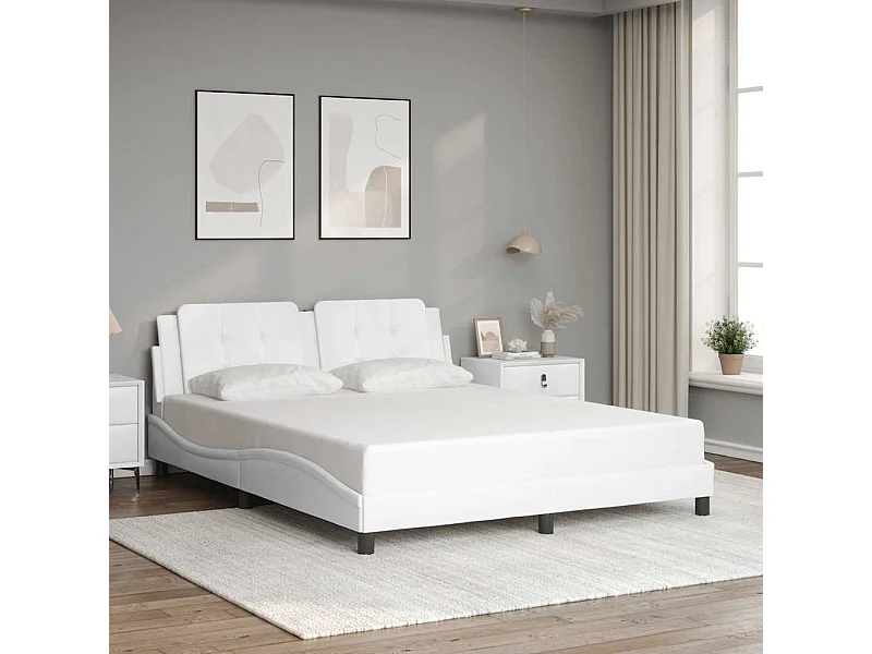 Cadre de lit sans matelas Zadar blanc 160x200 cm similicuir
