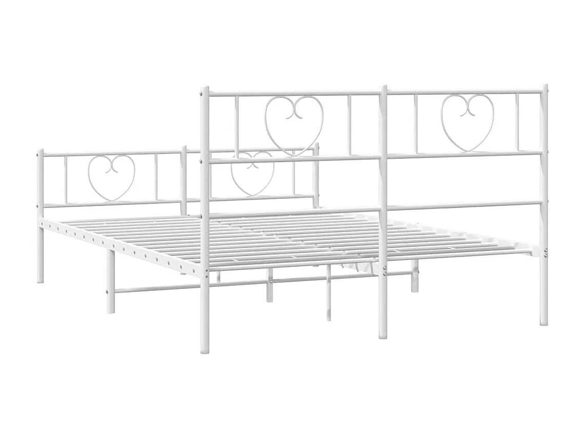 Cadre de lit métal sans matelas et pied de lit blanc 120x190 cm