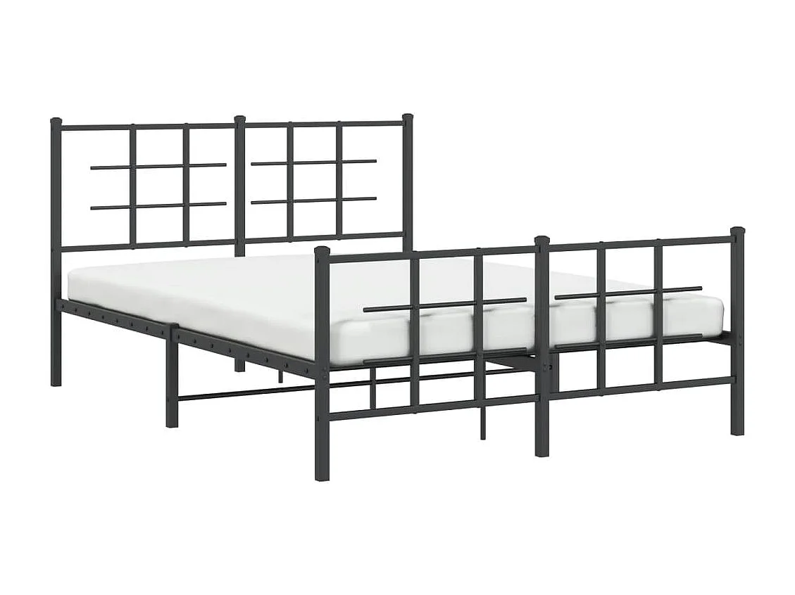 Cadre de lit métal sans matelas avec pied de lit noir 135x190cm