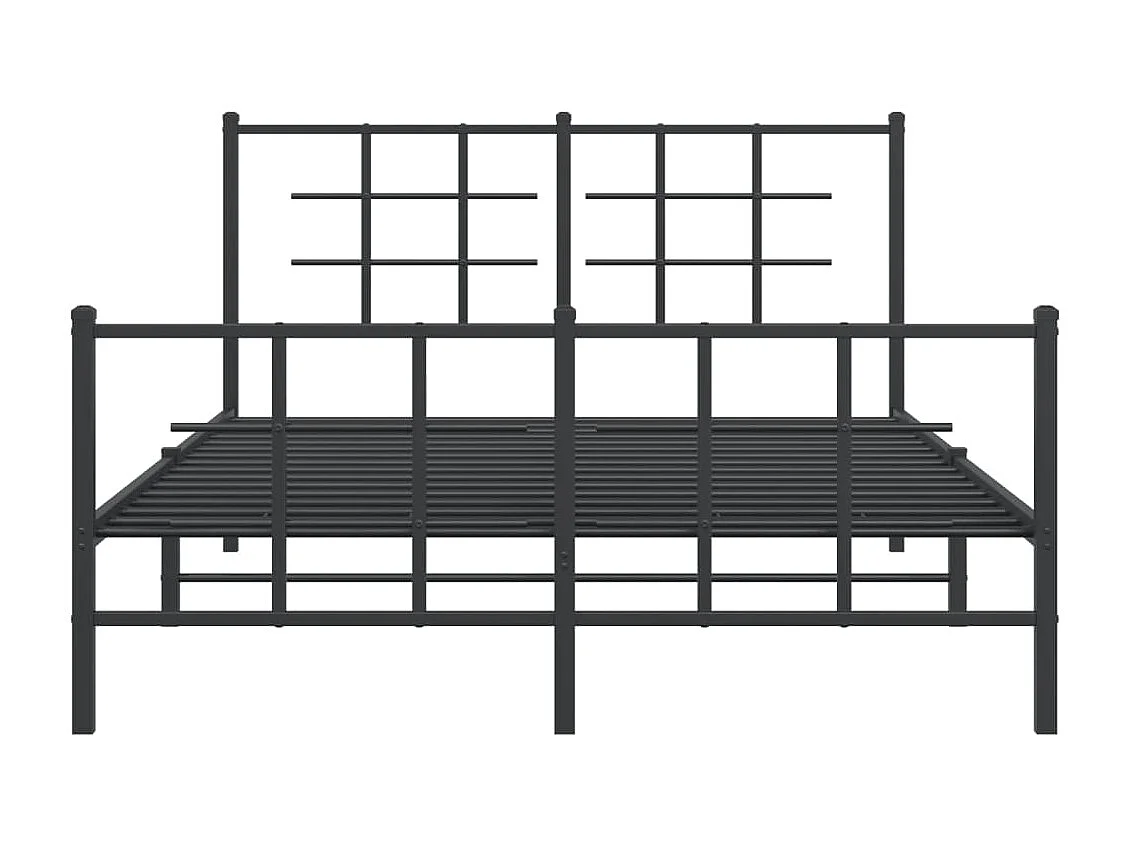 Cadre de lit métal sans matelas avec pied de lit noir 135x190cm