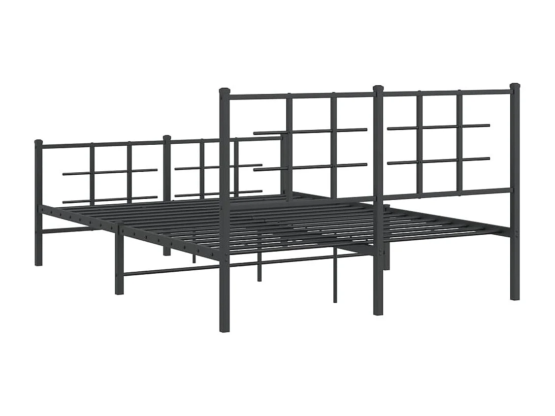 Cadre de lit métal sans matelas avec pied de lit noir 135x190cm