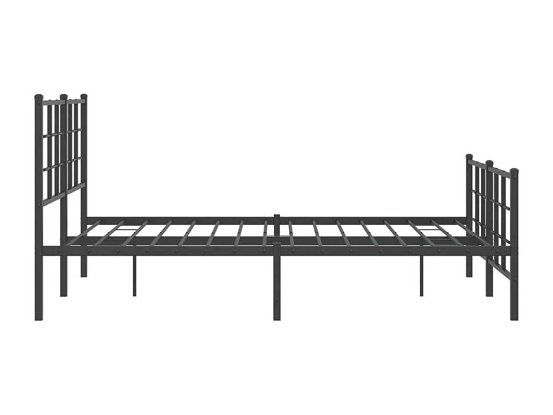 Cadre de lit métal sans matelas avec pied de lit noir 135x190cm