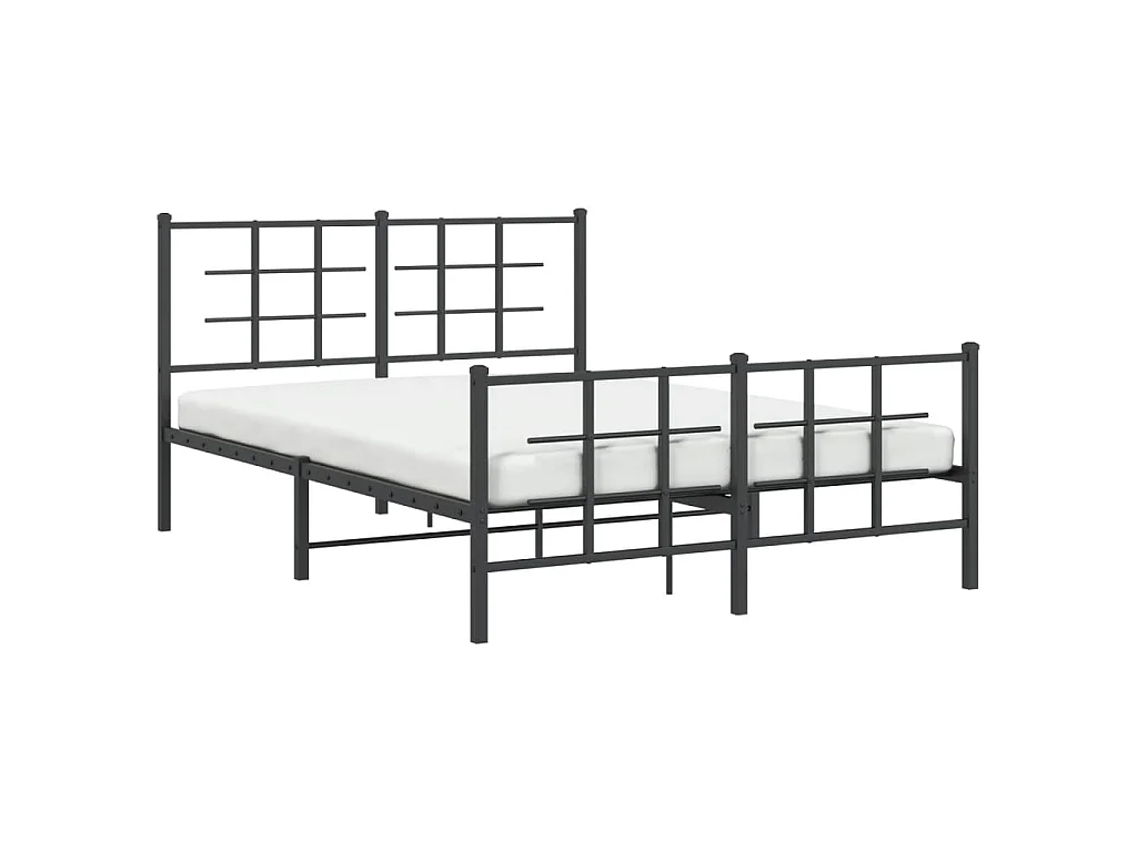 Cadre de lit métal sans matelas avec pied de lit noir 135x190cm