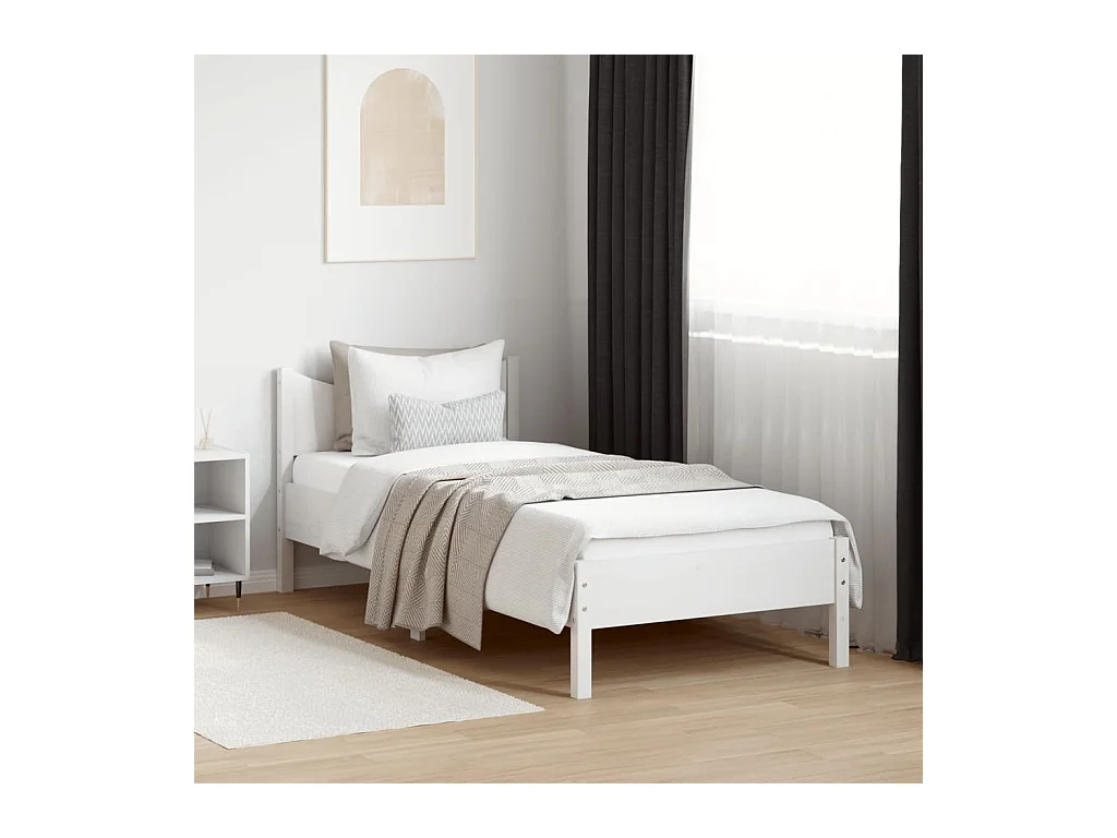 Bedframe zonder matras massief grenenhout wit 90x200 cm