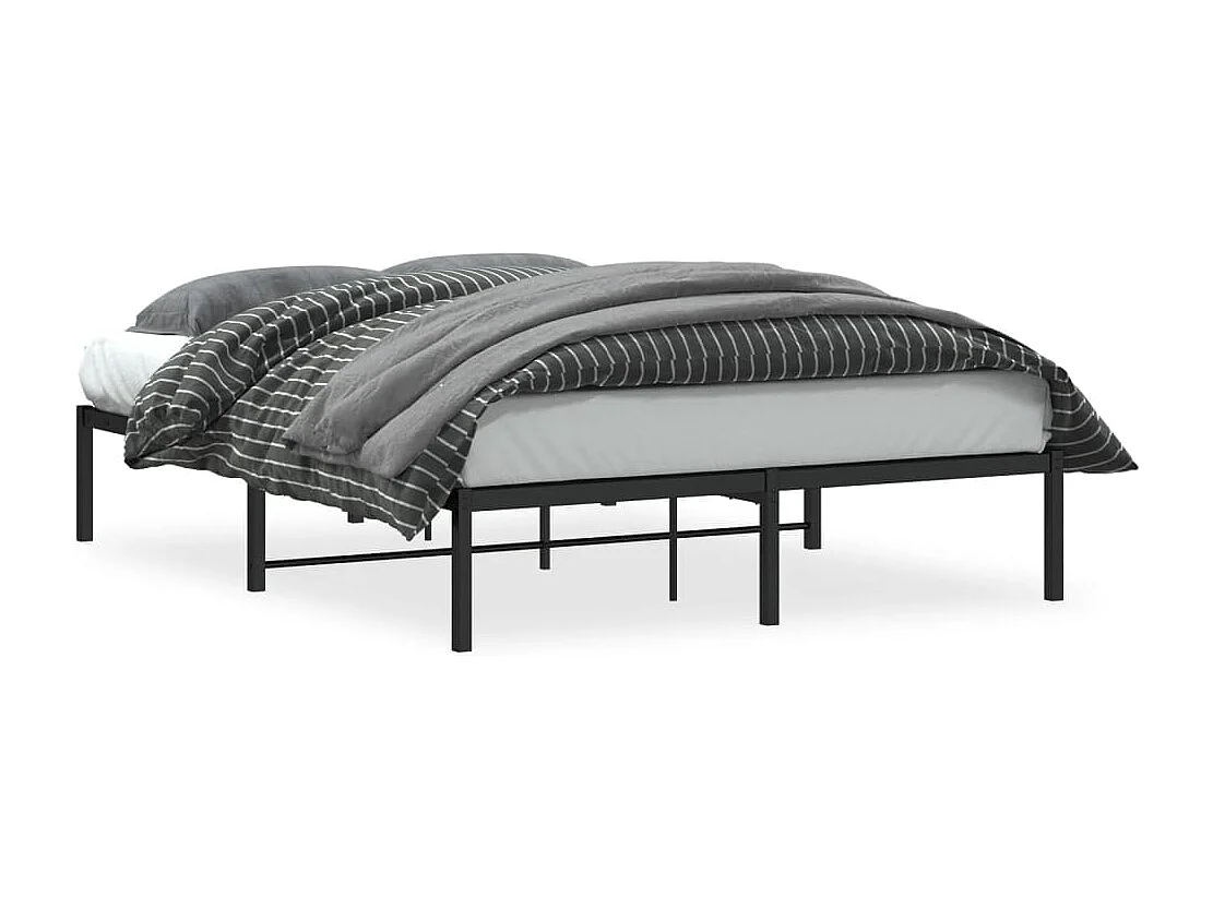 Cadre de lit métal sans matelas noir 140x190 cm