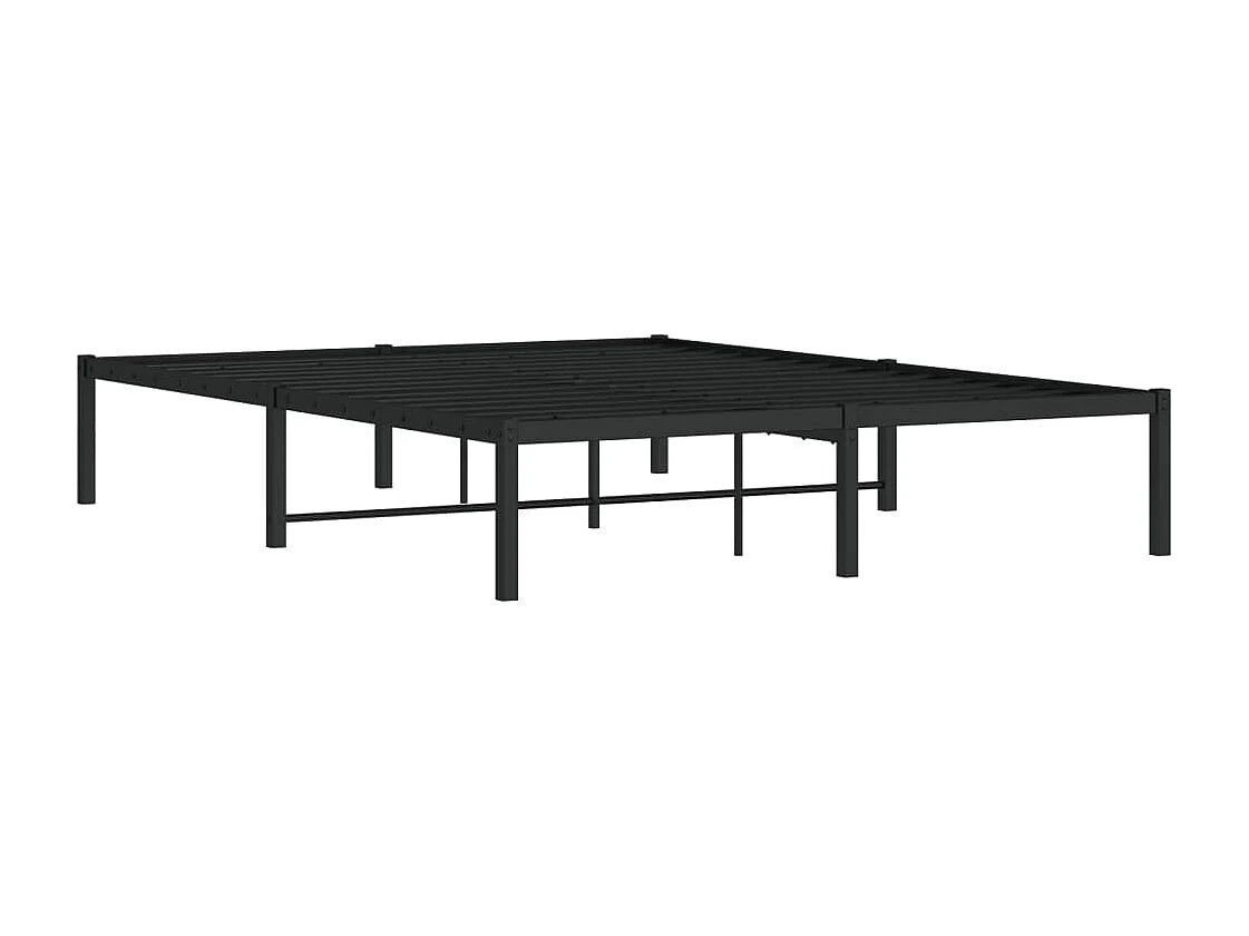 Cadre de lit métal sans matelas noir 140x190 cm