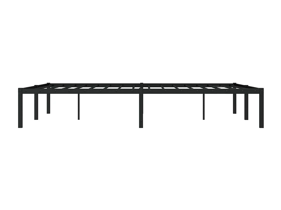 Cadre de lit métal sans matelas noir 140x190 cm
