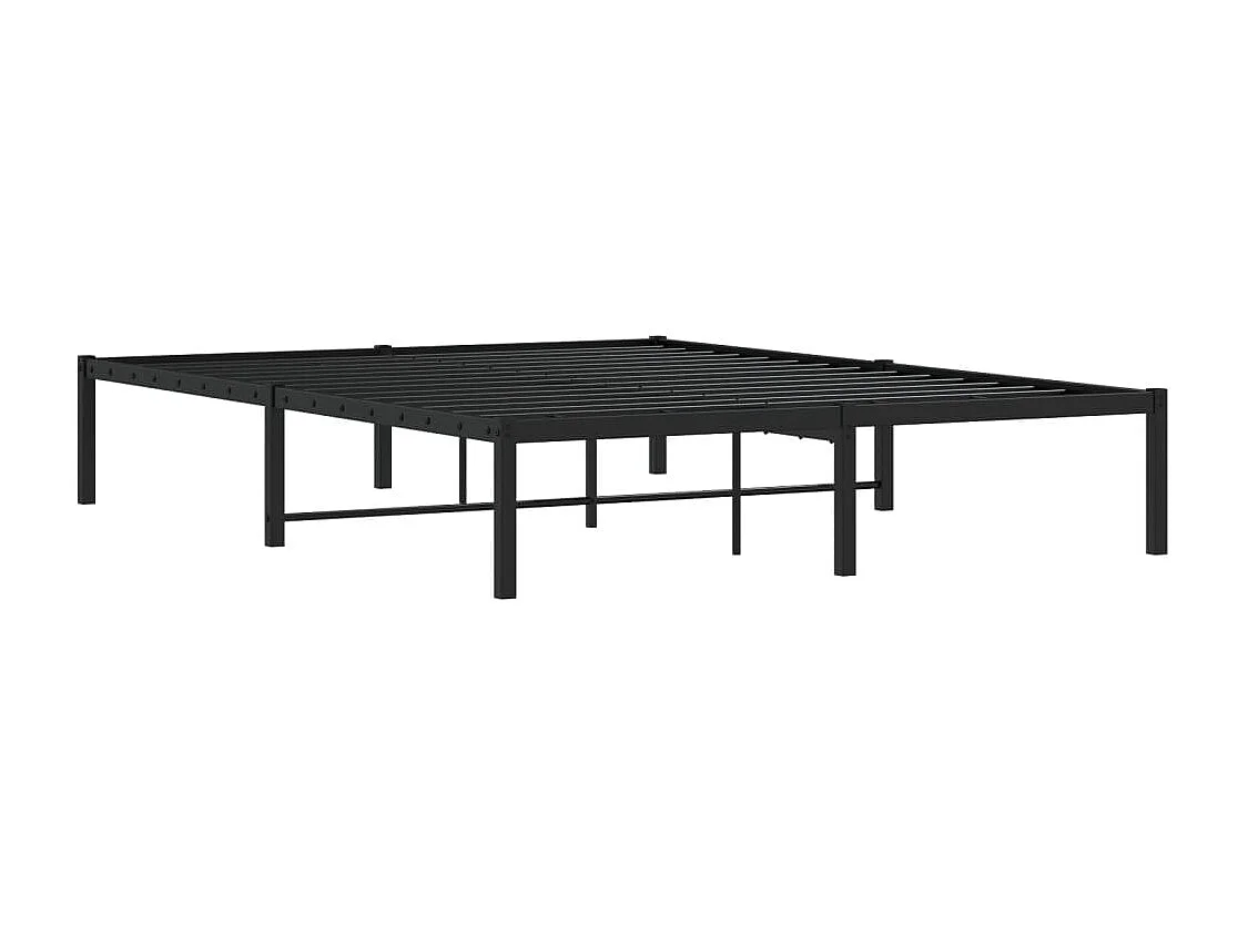 Cadre de lit métal sans matelas noir 140x190 cm
