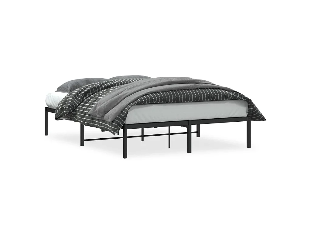 Cadre de lit métal sans matelas noir 140x190 cm