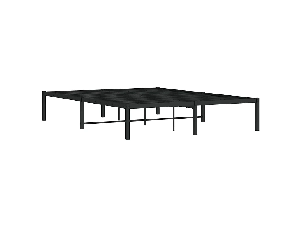 Cadre de lit métal sans matelas noir 140x190 cm