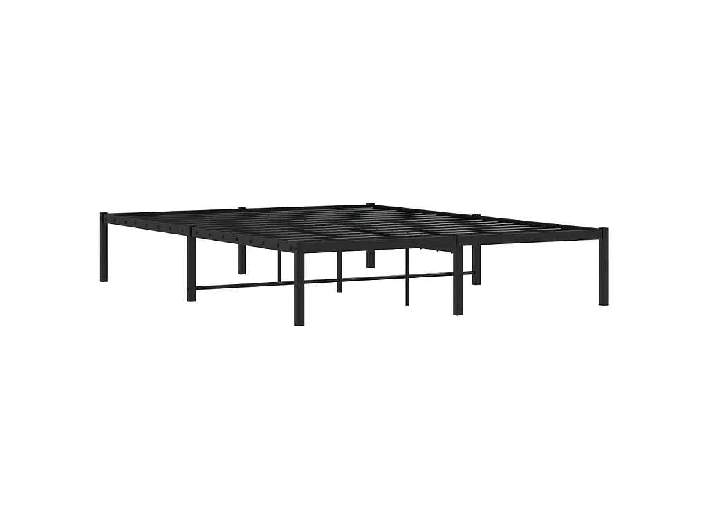 Cadre de lit métal sans matelas noir 140x190 cm