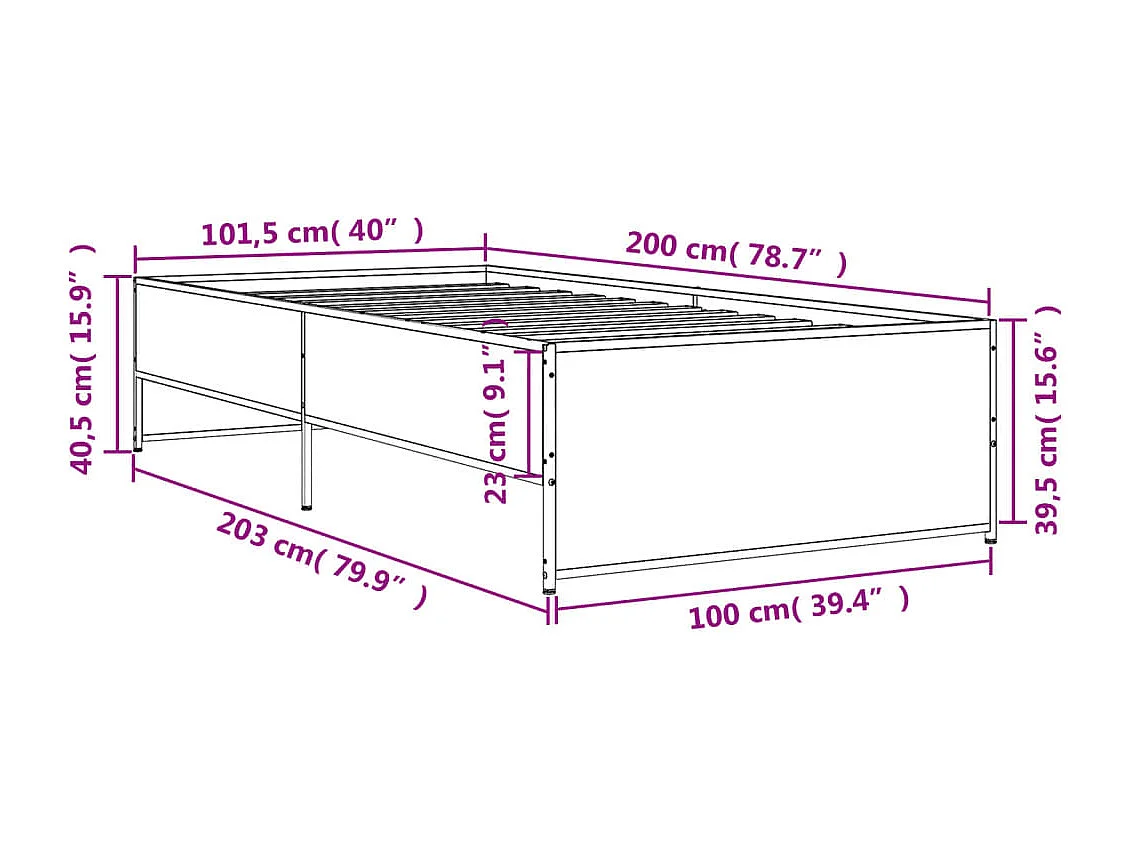 Cadre de lit sans matelas chêne marron 100x200 cm