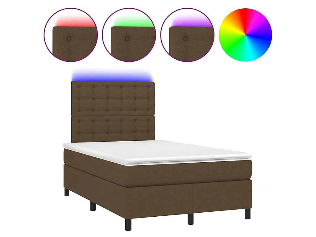 Boxspring met matras en LED stof donkerbruin 120x190 cm