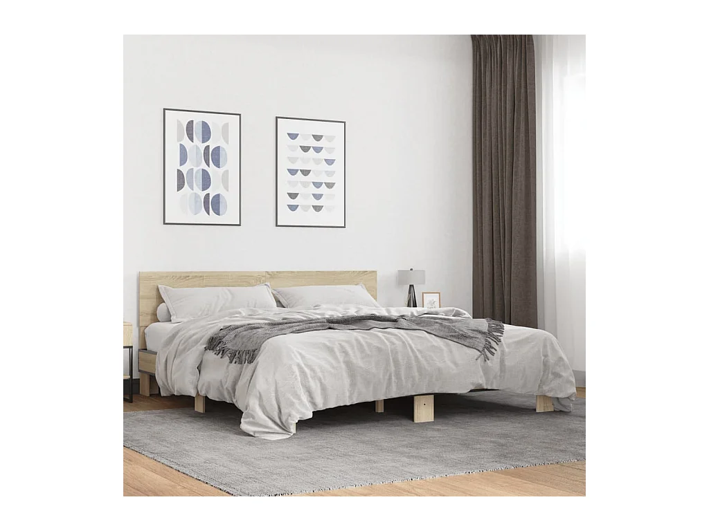 Giroletto Rovere Sonoma 180x200 cm in Legno Multistrato Metallo