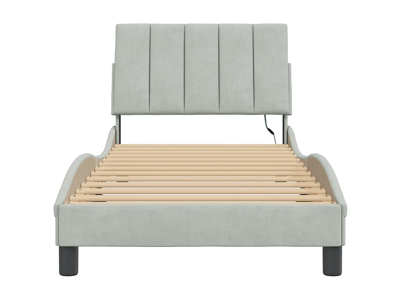 Estrutura de cama com LED sem colchão Hanko 90x190 cm veludo cinzento-claro