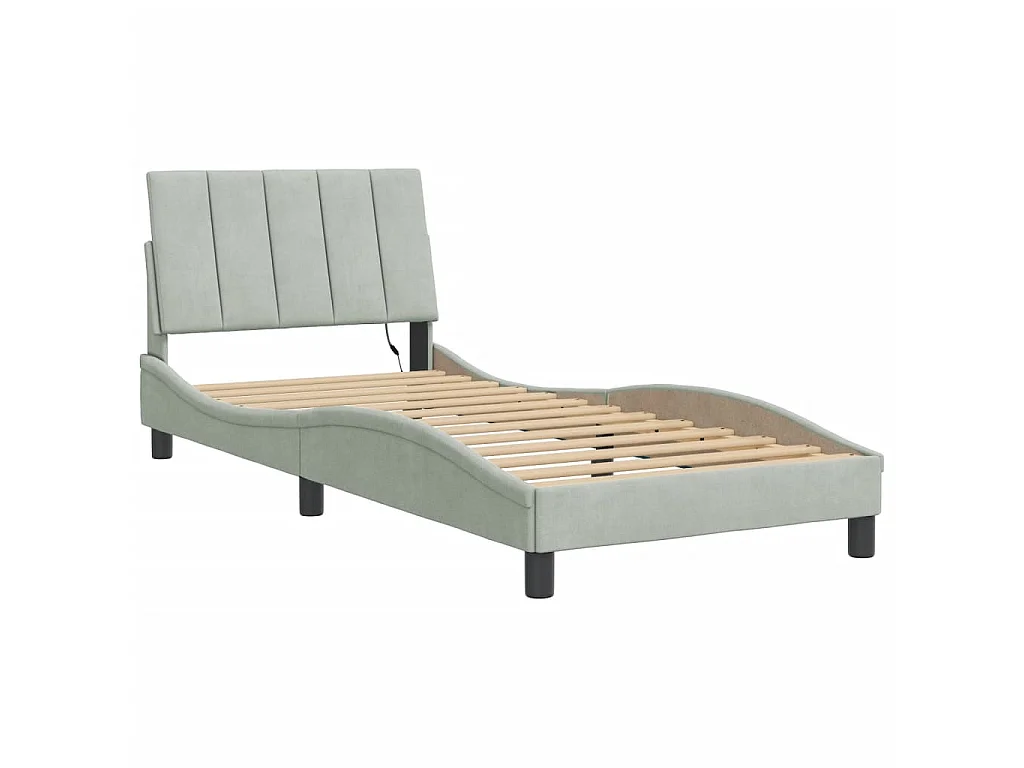 Cadre de lit avec LED sans matelas Hanko gris clair 90x190 cm