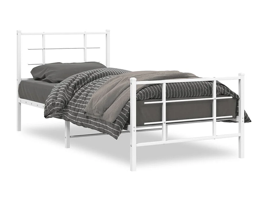 Bedframe met hoofd- en voeteneinde metaal wit 90x190 cm