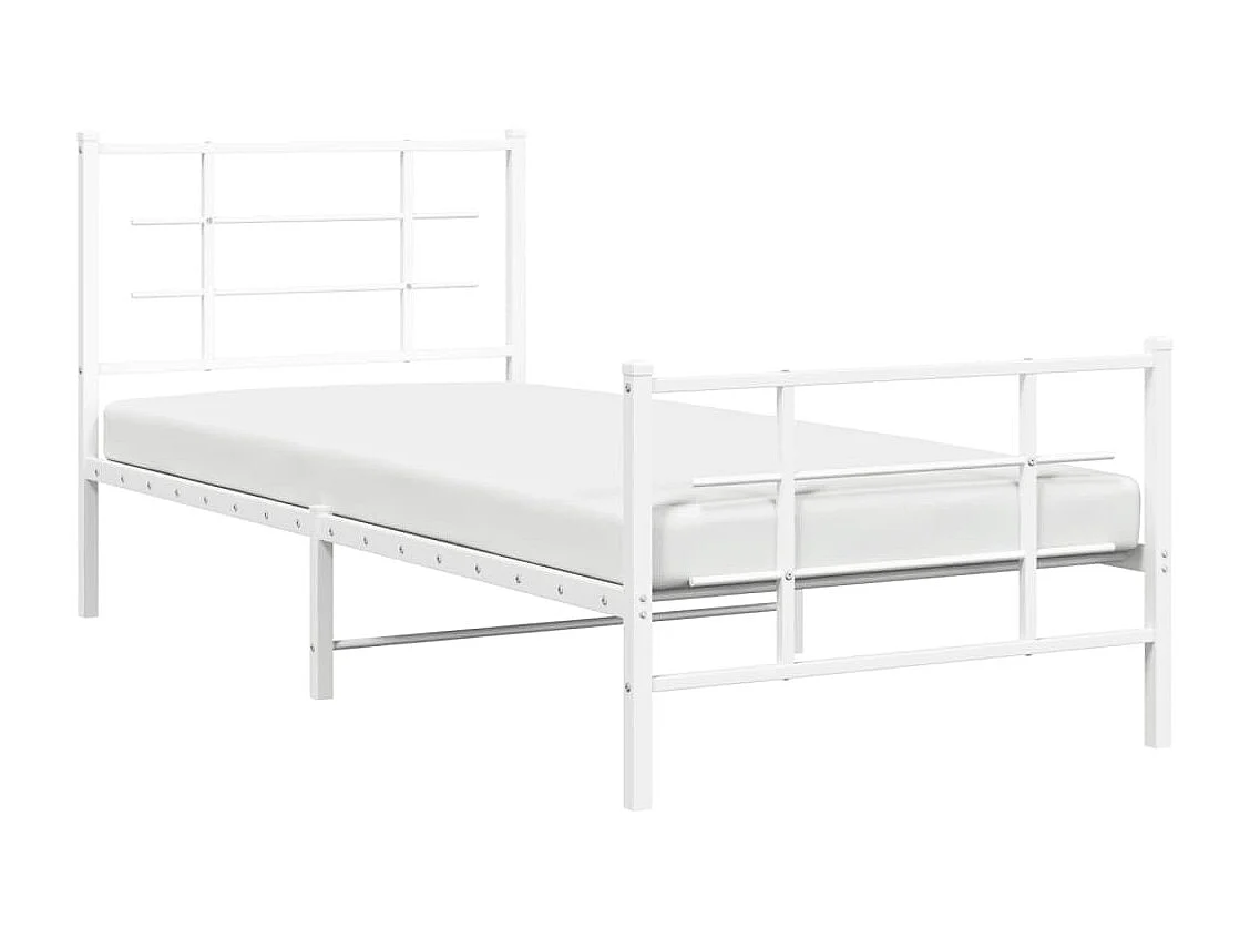 Bedframe met hoofd- en voeteneinde metaal wit 90x190 cm