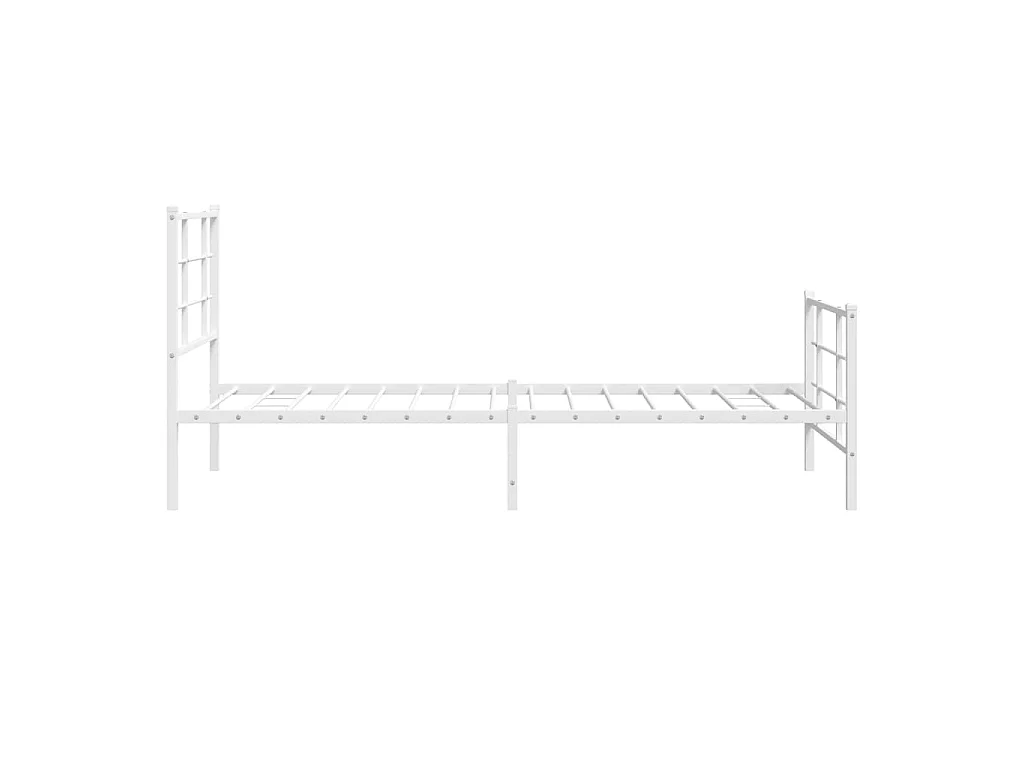 Cadre de lit métal sans matelas avec pied de lit blanc 90x190cm
