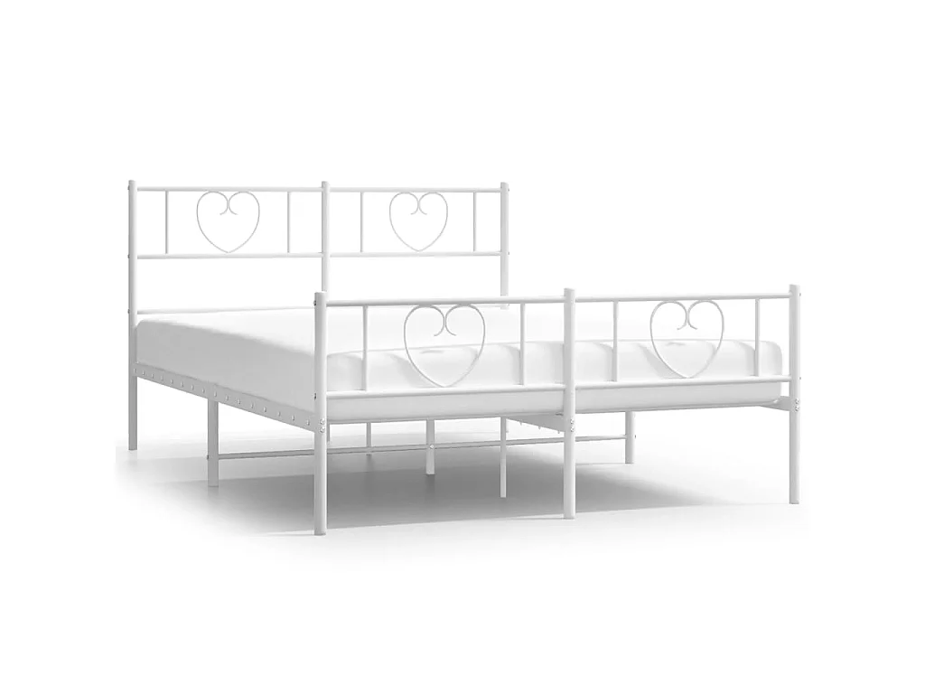 Giroletto con Testiera e Pediera Metallo Bianco 140x190 cm