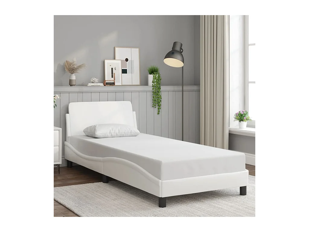 Cadre de lit sans matelas blanc 80x200 cm similicuir