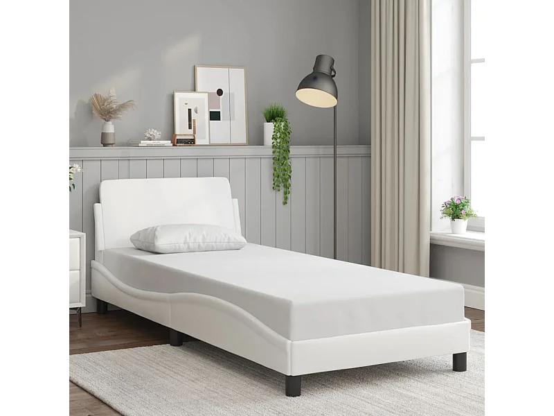 Estructura de cama Dover cuero sintético blanco 80x200 cm