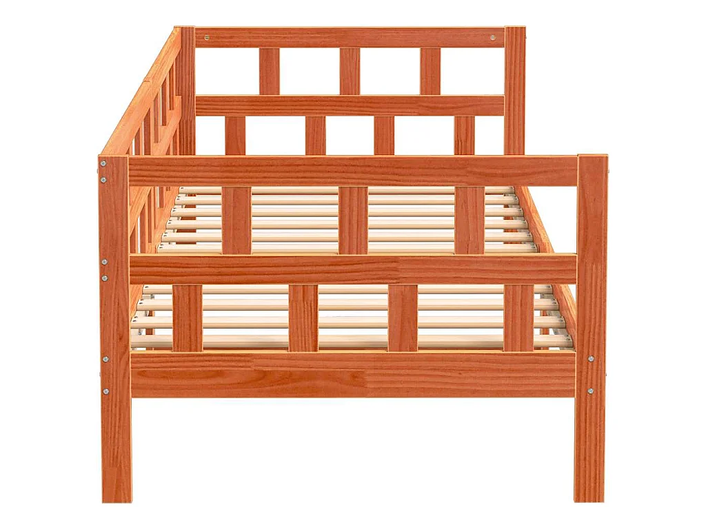 Sofá cama sin colchón madera maciza pino marrón cera 80x200 cm