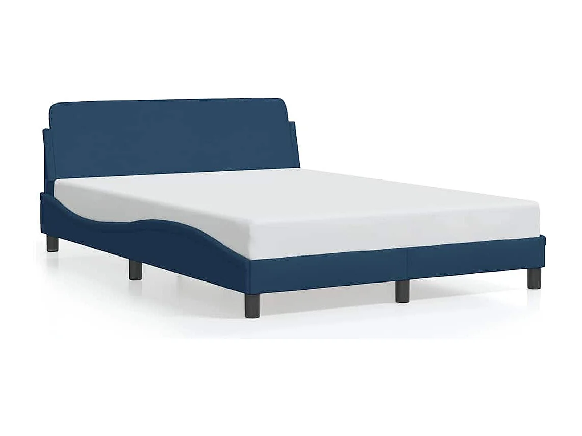 Cadre de lit avec tête de lit Dover bleu 140x190cm tissu