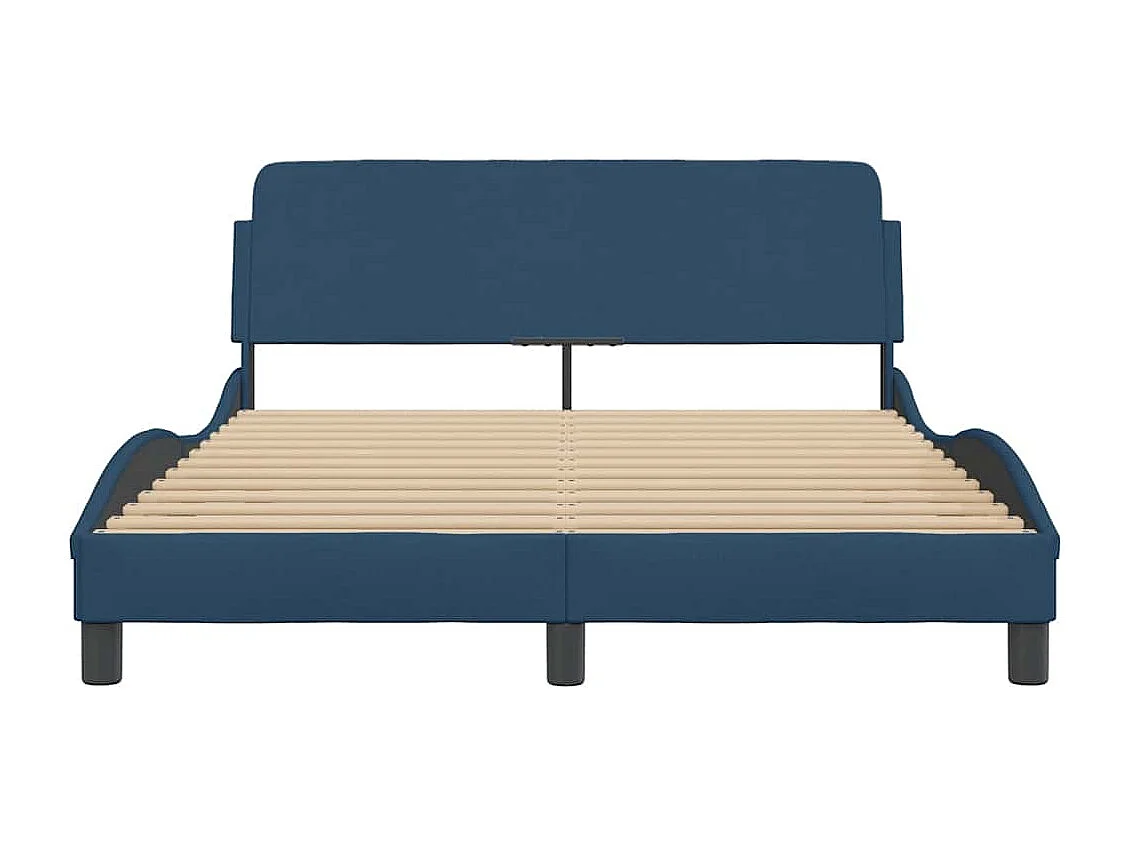 Cadre de lit avec tête de lit Dover bleu 140x190cm tissu