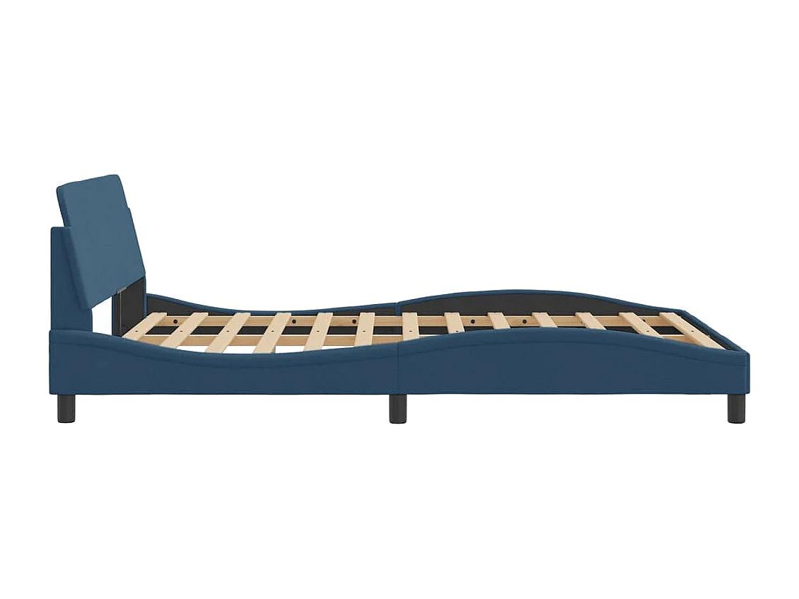 Cadre de lit avec tête de lit Dover bleu 140x190cm tissu