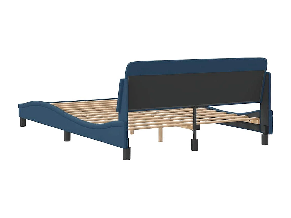 Cadre de lit avec tête de lit Dover bleu 140x190cm tissu
