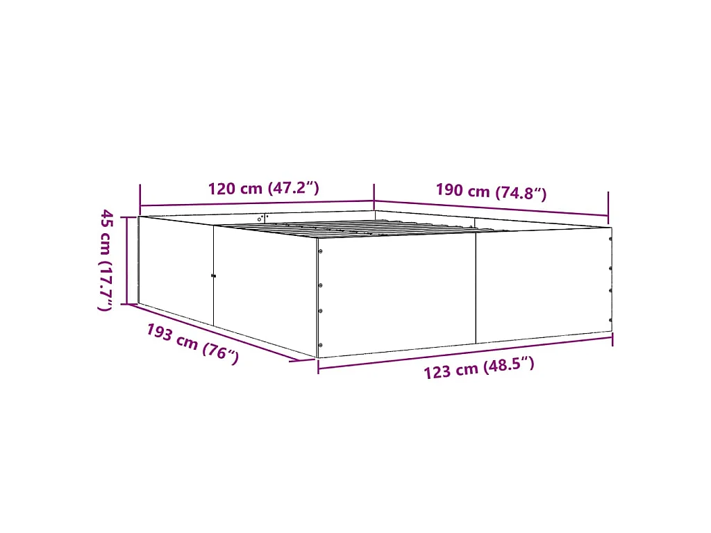 Bettgestell Weiß 120x190 cm Holzwerkstoff