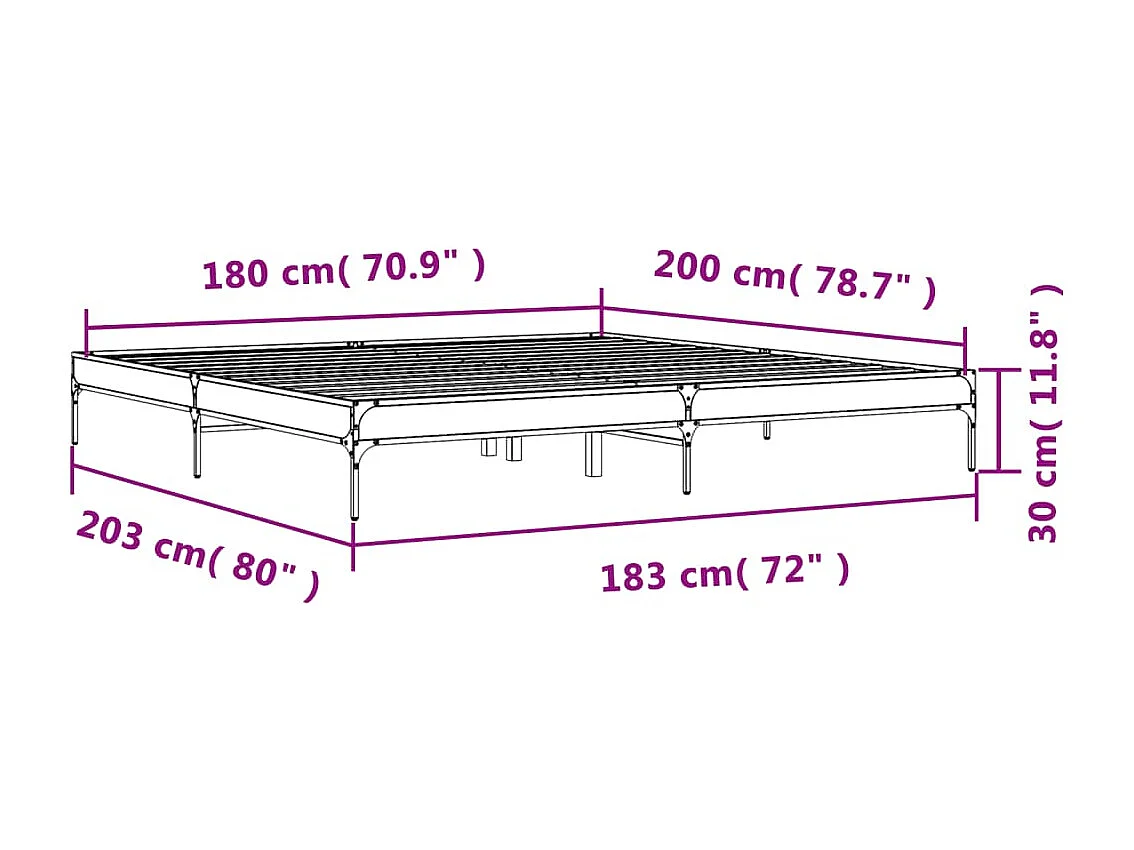 Cadre de lit sans matelas chêne sonoma 180x200 cm