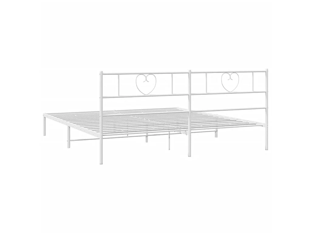 Cadre de lit métal sans matelas et tête de lit blanc 180x200 cm