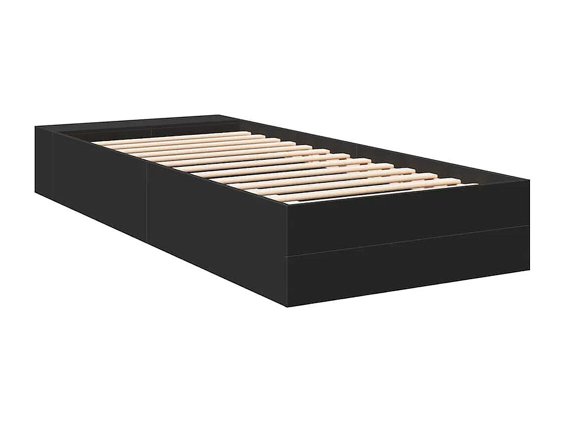 Bedframe bewerkt hout zwart 90x190 cm