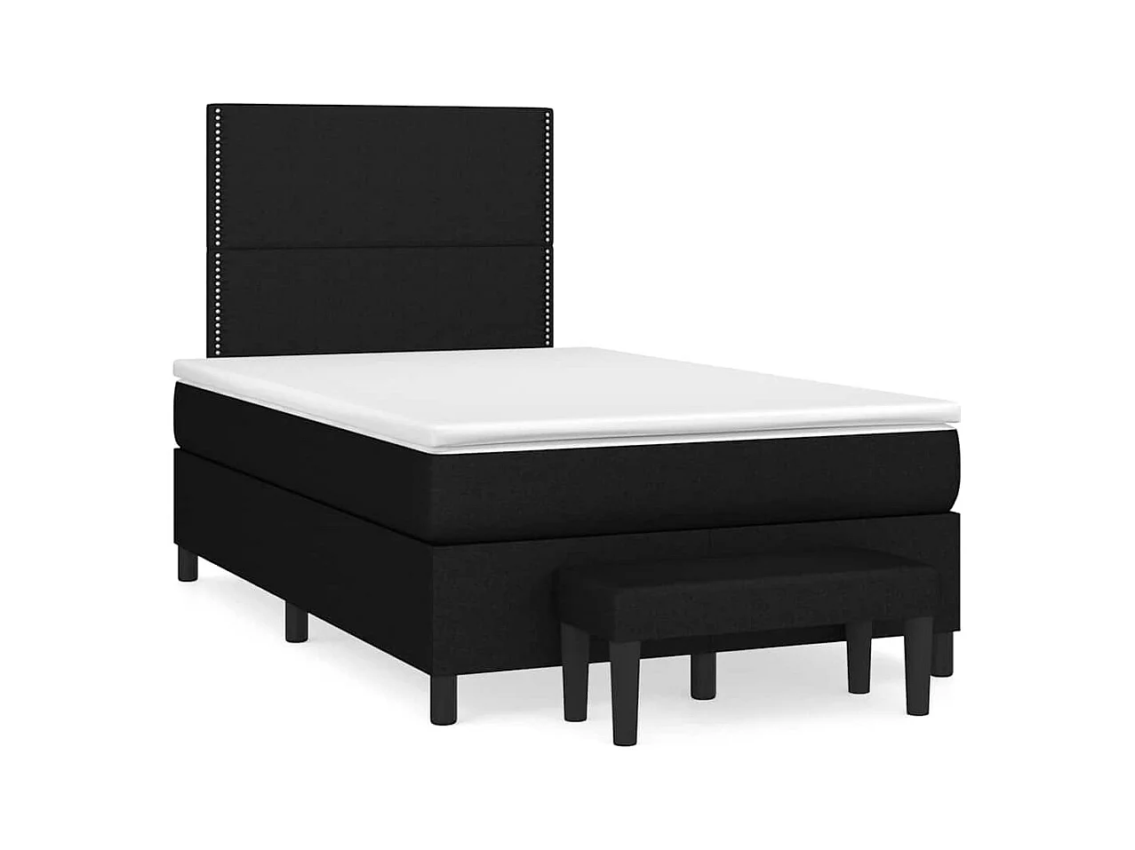 Sommier à lattes de lit avec matelas noir 120x190 cm tissu