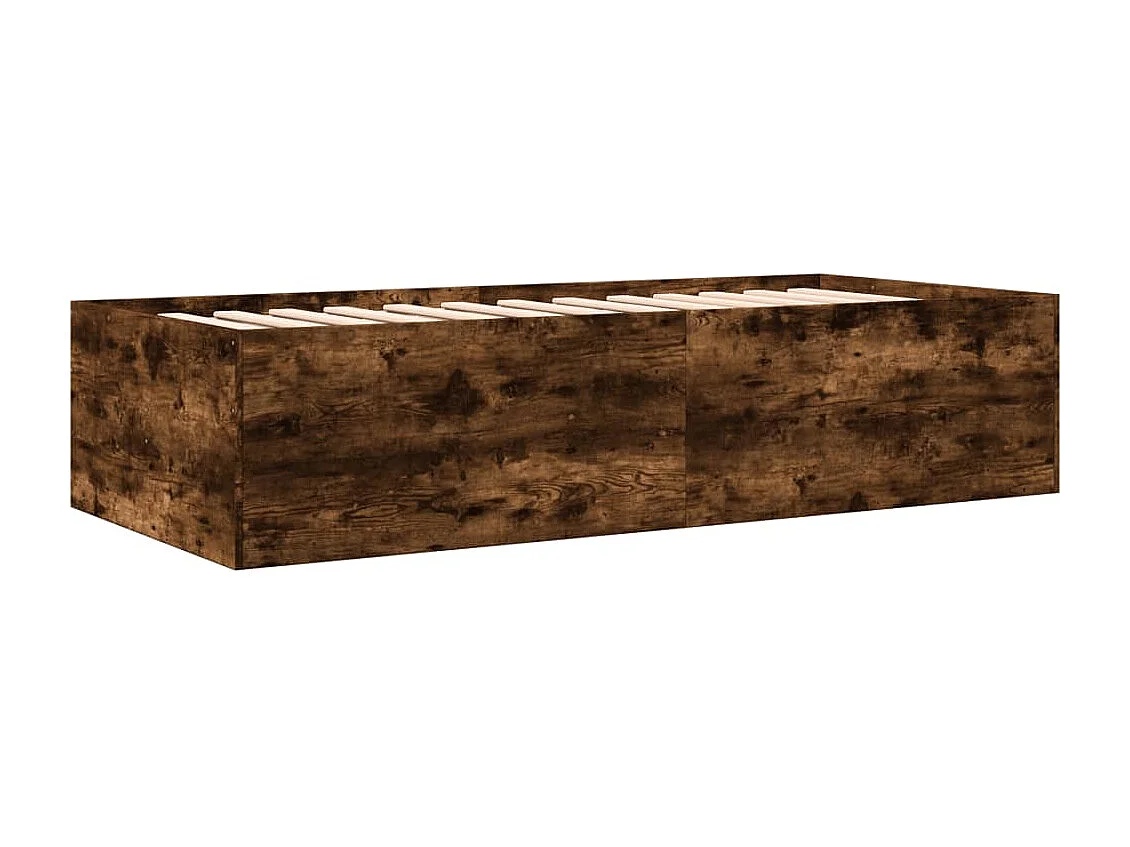 Slaapbank met lades zonder matras 75x190 cm gerookt eikenkleur