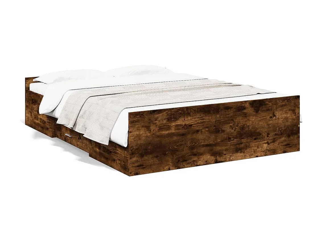 Bedframe met lades bewerkt hout gerookt eikenkleurig 140x190 cm