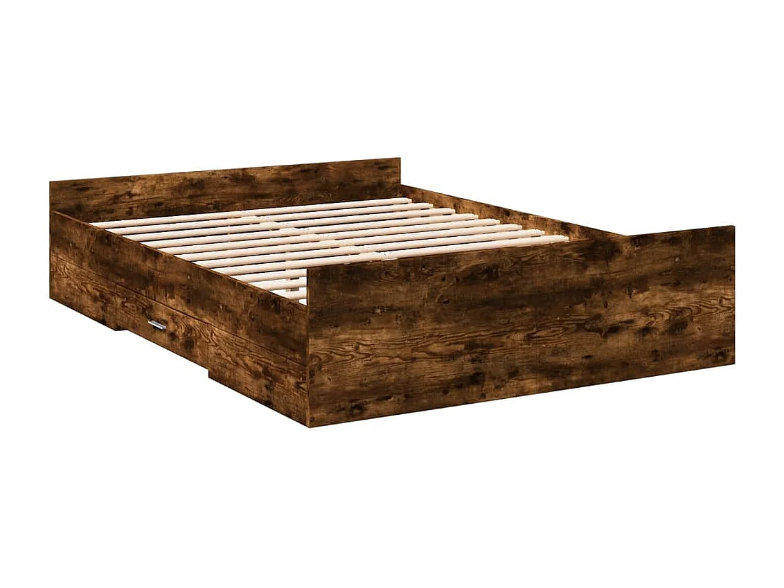 Bedframe met lades bewerkt hout gerookt eikenkleurig 140x190 cm