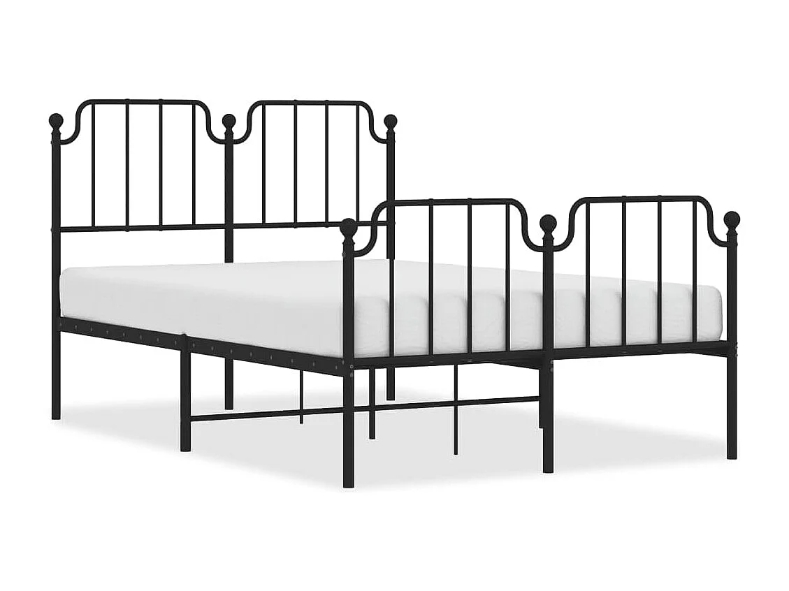 Bettgestell mit Kopf- und Fußteil Metall Schwarz 120x200 cm
