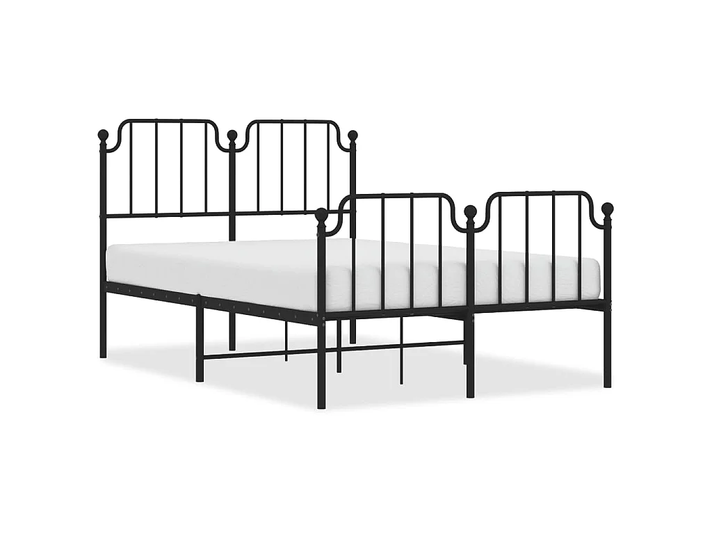 Estrutura de cama com cabeceira e pés 120x200 cm metal preto