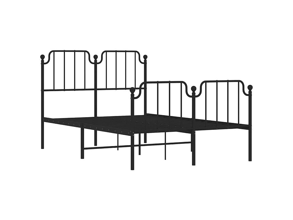 Estrutura de cama com cabeceira e pés 120x200 cm metal preto