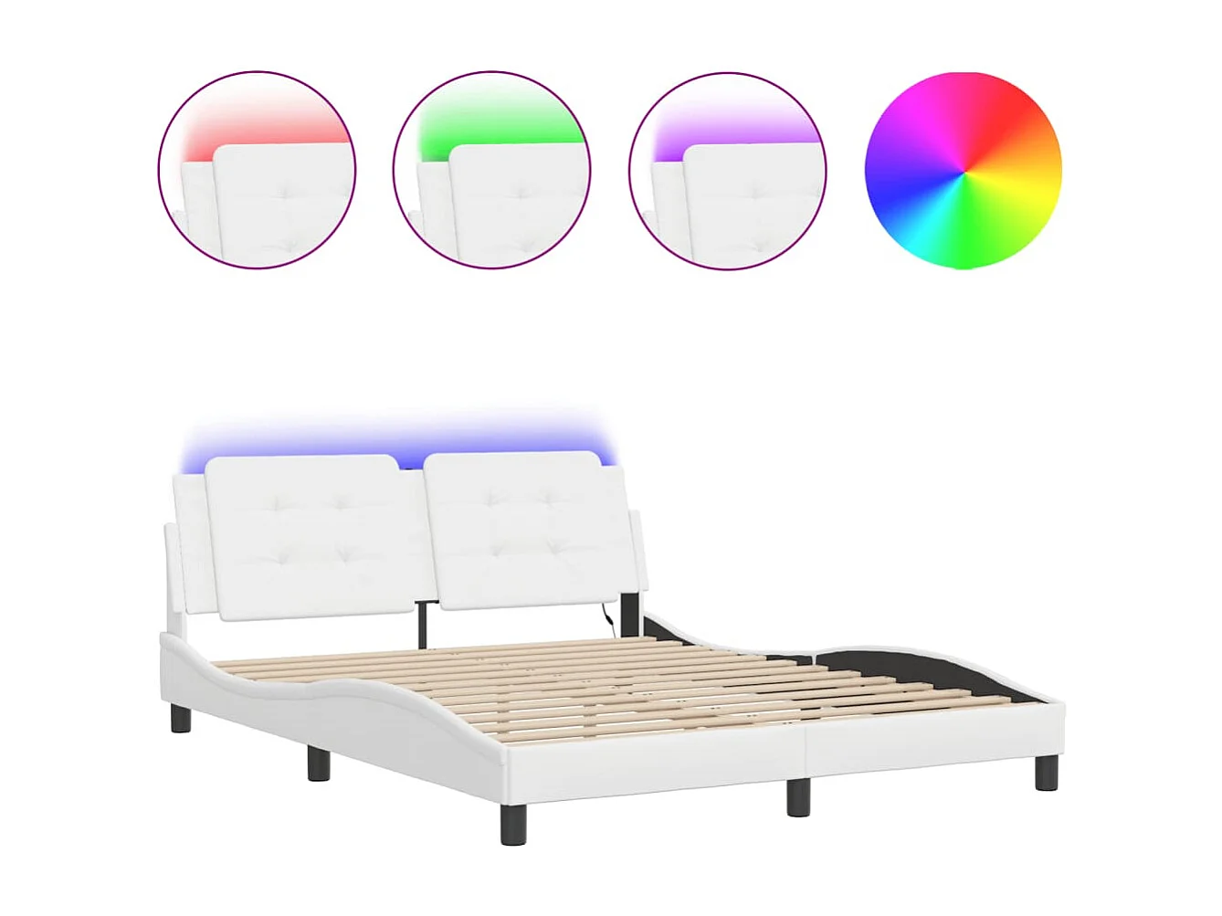 Estrutura de cama com LED sem colchão Zadar 160x200 cm branco